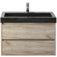 Dante Badmeubelset 80 cm - Craft Oak - Wastafel Hardsteen Wit Lucca
