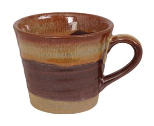 Handgemaakte Mok - Bruin/Wit Verloop - Keramiek - 8.5x7.2 cm