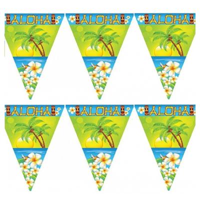 Vlaggenlijn Hawaii Aloha - Set van 5x stuks - 5 meter - kunststof - Tropisch feest thema