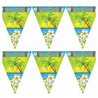 Vlaggenlijn Hawaii Aloha - Set van 5x stuks - 5 meter - kunststof - Tropisch feest thema