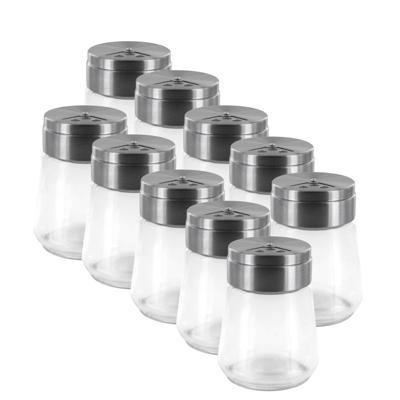 Home Deco Factory kruidenpotjes - 10x - glas - 80 ml - transparant - met strooier