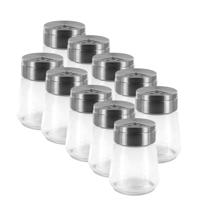Home Deco Factory kruidenpotjes - 10x - glas - 80 ml - transparant - met strooier