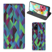 Samsung Galaxy A71 Stand Case Abstract Green Blue