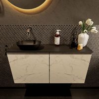 Mondiaz Fowy toiletmeubel 100cm Carrara met blad en waskom urban links zonder kraangat