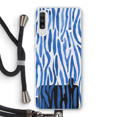 Blauwe nerven: Samsung Galaxy A70 Transparant Hoesje met koord