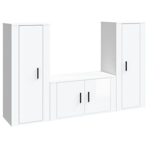 The Living Store Televisiekastenset Hoogglans Wit - 2x 40x34.5x100 cm - 1x 80x34.5x40 cm