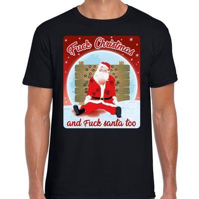 Fout kerst t-shirt fuck christmas zwart voor heren Fout kerst t-shirt fuck christmas zwart voor heren