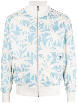 Palm Angels veste de sport zippé à imprimé palmier - Bleu