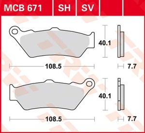 TRW Remblokken, en remschoenen voor de moto, MCB671 Allround organisch