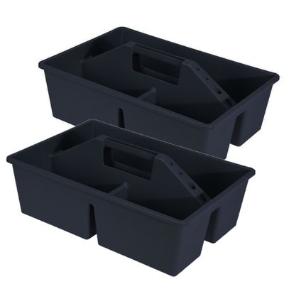 2x stuks gereedschap opbergbox/opbergdoos/mand antraciet met handvat 39 x 26 x 12 cm kunststof