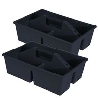 2x stuks gereedschap opbergbox/opbergdoos/mand antraciet met handvat 39 x 26 x 12 cm kunststof