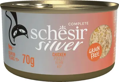 Schesir Silver Senior met bouillon kip 70g