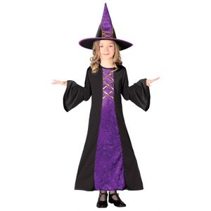 Paarse heksen jurk halloween kostuum kinderen