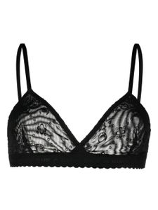 Marine Serre soutien-gorge en résille à logo floqué - Noir