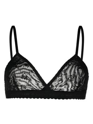 Marine Serre soutien-gorge en résille à logo floqué - Noir