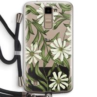 Wit bloemenpatroon: LG K10 (2016) Transparant Hoesje met koord