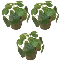 3x Kunstplanten pilea groen in pot 13 cm - thumbnail