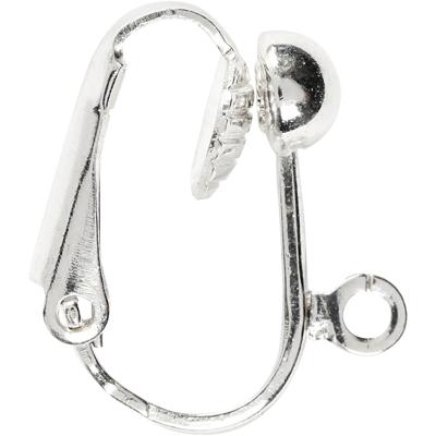 Creativ Company Clip-on oorbellen, l: 16,5 mm, b: 1,5 mm, gatgrootte 1,6 mm, verzilverd, 40 stuk/ 1 doos