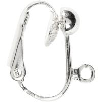Creativ Company Clip-on oorbellen, l: 16,5 mm, b: 1,5 mm, gatgrootte 1,6 mm, verzilverd, 40 stuk/ 1 doos