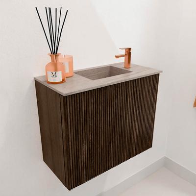 Toiletmeubel Mondiaz Joya Dlux | 50 cm | Meubelkleur Walnut | Faye wastafel Saba Wasbak Rechts | 1 kraangat