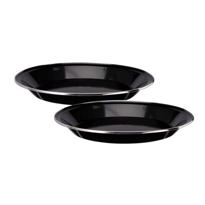 Redcliffs Campingborden - 2x stuks - zwart - 24 x 2 cm - emaille - kamperen/outdoor - borden