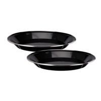 Redcliffs Campingborden - 2x stuks - zwart - 24 x 2 cm - emaille - kamperen/outdoor - borden