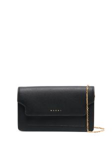 Marni pochette en cuir à logo imprimé - Noir