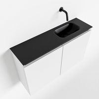 Toiletmeubel Mondiaz Ture | 80 cm | Meubelkleur Talc | Eden wastafel Urban Rechts | Zonder kraangat