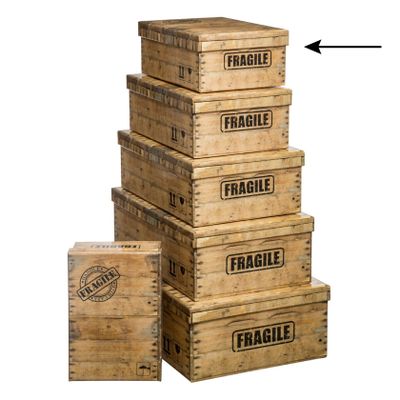 5Five Opbergdoos/box - 4x - houtkleur - L32 x B21.5 x H12 cm - Stevig karton - Woodybox