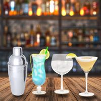 Cocktailglazen set - 12x stuks - 3 soorten - incl. cocktailshaker - zilver - 550 ml