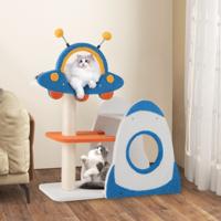 Krabpaal Klein Ruimtethema Kattenboom met UFO-Platform Speelgoed Sisal-Krabzuilen en Raketkattenhuis Kattenkrabpaal Blauw