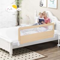150 cm Lange Bedhek voor Peuters Opvouwbaar Babybedhek met Afneembare Hoes Ademend net Beige