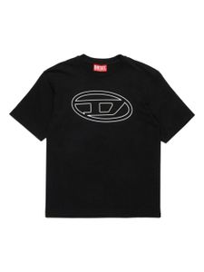 Diesel Kids t-shirt en coton à logo imprimé Oval D - Noir