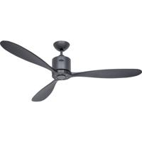 CasaFan AEROPLAN ECO 132 BG-SW Flügel Massivholz Schwarz Plafondventilator Basaltgrijs Met afstandsbediening, Timer, Met wintermodus