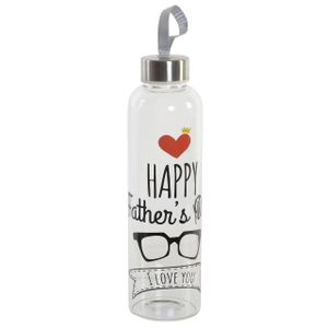 Glazen drinkfles Happy Fathers day 550 ml Vaderdag cadeau