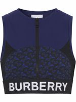 Burberry haut crop zippé à motif monogrammé - Bleu - thumbnail