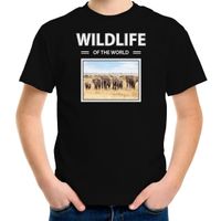 Olifant t-shirt met dieren foto wildlife of the world zwart voor kinderen - thumbnail