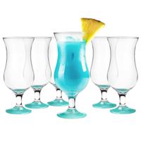 Cocktail glazen - 6x - 420 ml - turquoise - glas - pina colada glazen