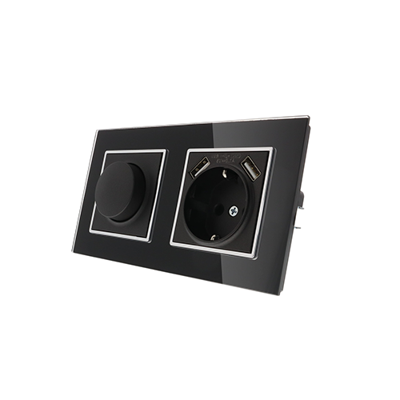 Nero Deluxe Glas LED dimmer en stopcontact met 2x USB combinatie compleet