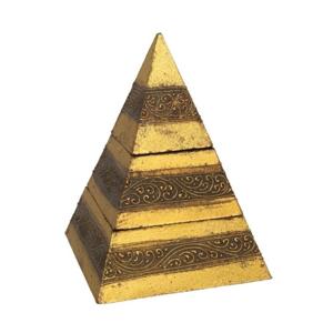 Piramide opbergkistje met deksel - 14 x 14 x 20 cm - goud - Sieraden/spulletjes - metaal