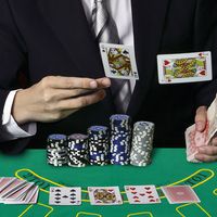 500 Stuks Casino Poker Set met Fiches & Speelkaarten & Dobbelstenen & Dealer Fiches & Tafelkleed Zwart - thumbnail