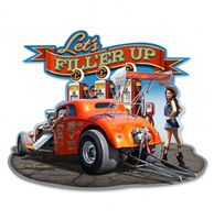 Let&apos;s Fill&apos;er Up Hot Rod - Gas Station Zwaar Metalen Bord - thumbnail