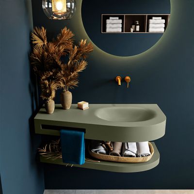 MONDIAZ RIVA 100cm Wastafel met planchet kleur Army. Wastafel DULCET rechts 0 kraangaten kleur Army. MONDIAZ RIVA 100cm Wastafel met planchet kleur Army. Wastafel DULCET rechts 0 kraangaten kleur Army.