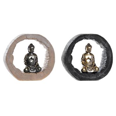 Decoratieve figuren DKD Home Decor Zwart Gouden Boeddha Orientaals 20,8 x 6 x 18,5 cm (2 Stuks)