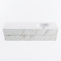MONDIAZ VICA 180cm badmeubel onderkast Carrara 4 lades. Wastafel MOON rechts zonder kraangat, kleur Talc. - thumbnail