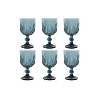 Set van bekers Home ESPRIT Blauw Kristal 8 x 8 x 14,5 cm (6 Stuks)