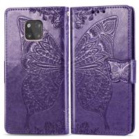 Butterfly Love bloemen reliëf horizontale Flip lederen case voor Huawei mate 20 Pro met houder & kaartsleuven & portemonnee (donker paars)