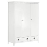 Kledingkast Hill 3 deuren 127x50x170 cm massief grenenhout wit