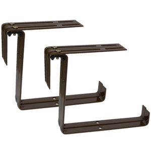 Set van 4 verstelbare metalen balkonbeugels voor een railing t/m 14 cm in de kleur bruin