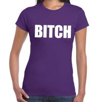 BITCH tekst t-shirt paars dames